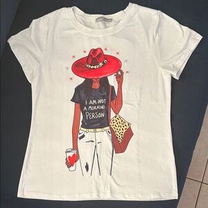 Graphic Tee with Red Hat Design